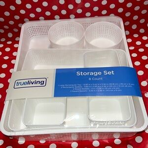 New TrueLiving White 8 Piece Storage Set | Organizing Set |Multiple Size Baskets